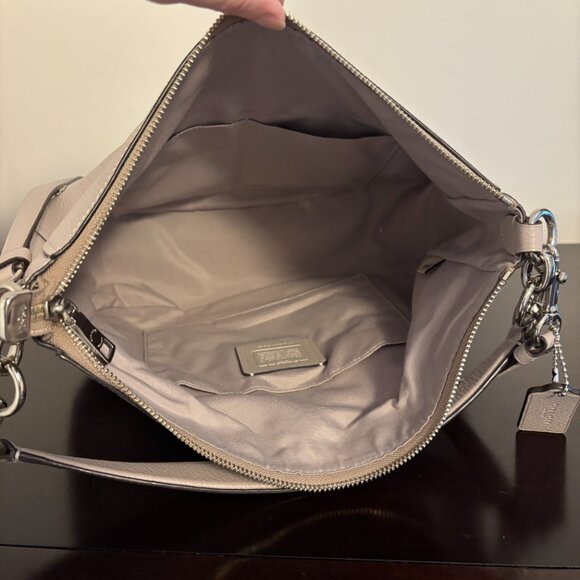 Coach Elle Hobo Taupe Gray Leather with Stardust Crystal Rivets - Picture 11 of 12